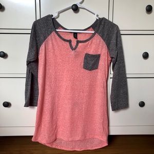 Gray and peach quarter sleeve shirt